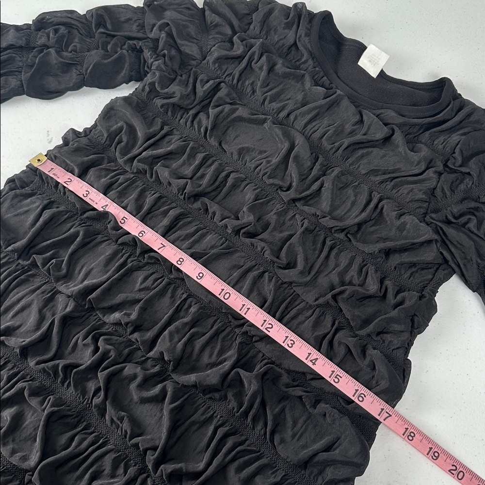 Boutique Dressy Modest Classy Cascade Ruffle Midi Dress Black - Picture 9 of 10